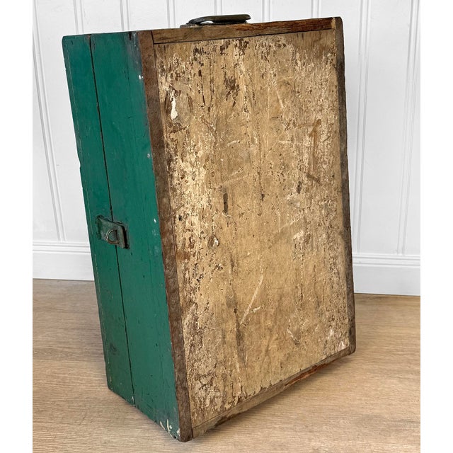 Antique Traditional Green Wood Stanley Tool Box Storage Chest For Sale - Image 10 of 10