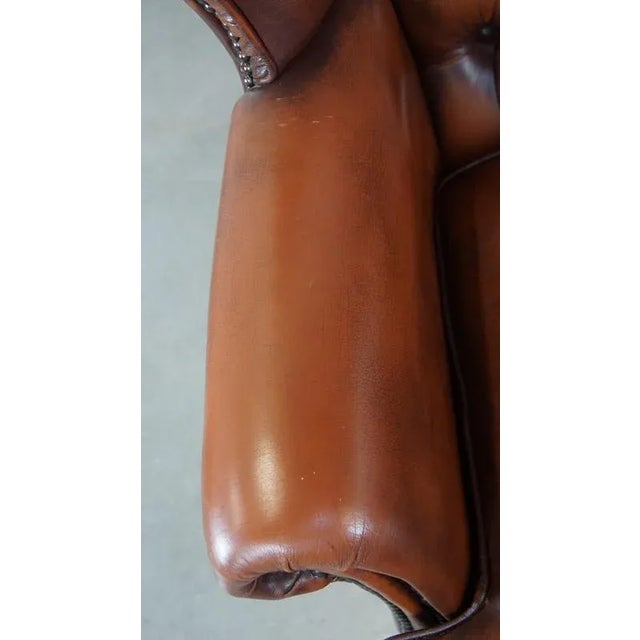 Leather Chesterfield Wingchair For Sale - Image 7 of 12