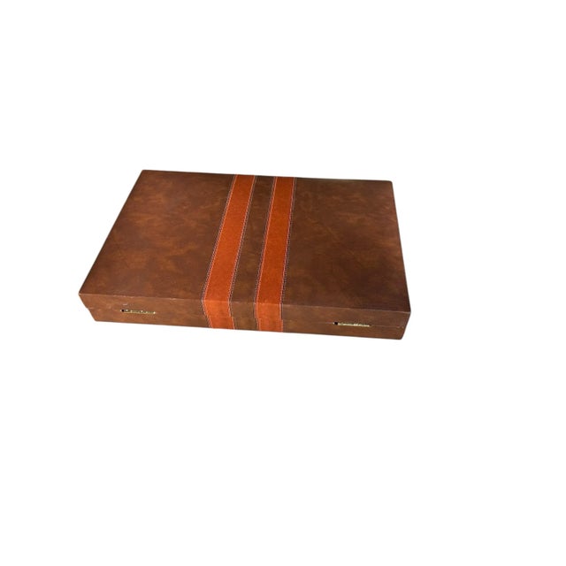 Backgammon Brown Leatherette Handled Case For Sale - Image 6 of 10