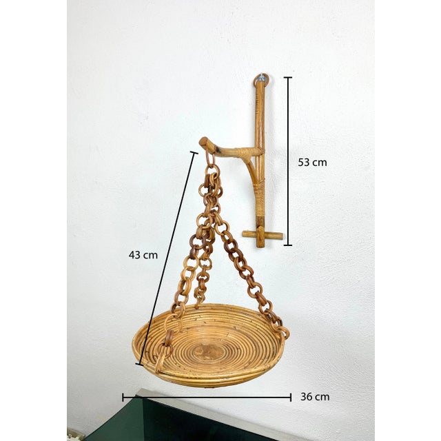 Rattan & Bamboo Wall Stand Flower Plant Holder, Italy, 1960s For Sale - Image 14 of 15