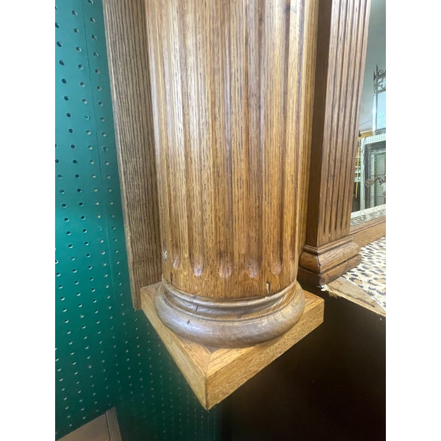 Late 1800s Renaissance Revival Solid Oak Mirrored Back Bar With Columns & Pabst Blue Ribbon Inscriptions For Sale - Image 10 of 13