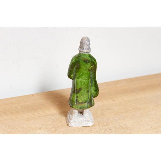 1960s Vintage Terracotta Green Glazed Attendant For Sale - Image 5 of 7