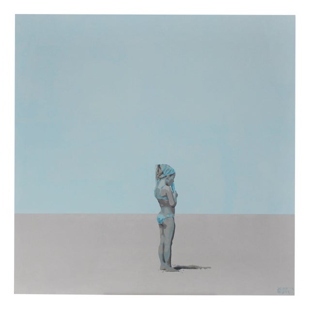 Joanna Woyda, The Beach: A Girl Eating Ice Cream , 2019, Acrylic on Canvas For Sale