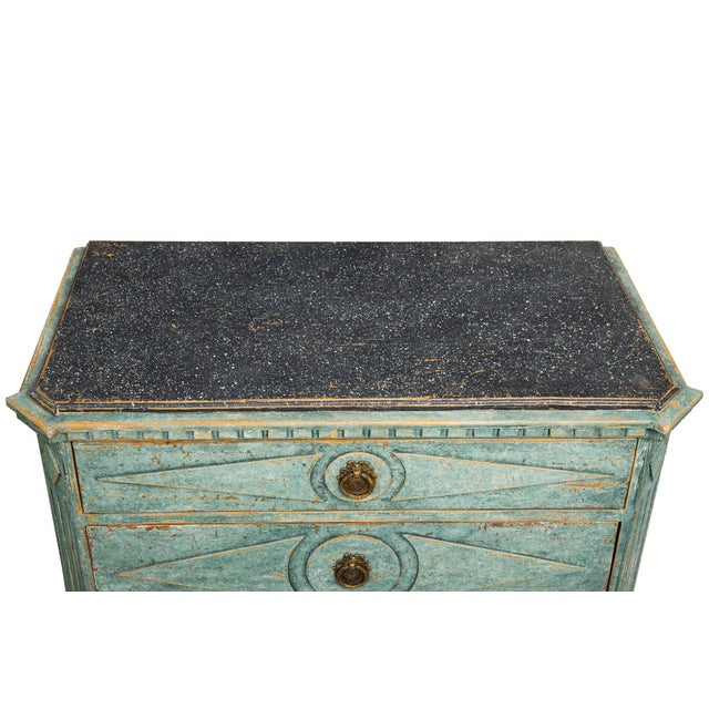Pair of Swedish Gustavian Style Blue Painted Bedside Commodes Chests For Sale - Image 6 of 18
