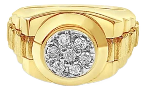 Presdiential Style Diamond Ring .38cttw 14k Yellow Gold, Size 3