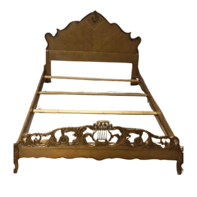 Early 20th Century Romweber French Rococo Louis XV Burl Wood Queen Bed