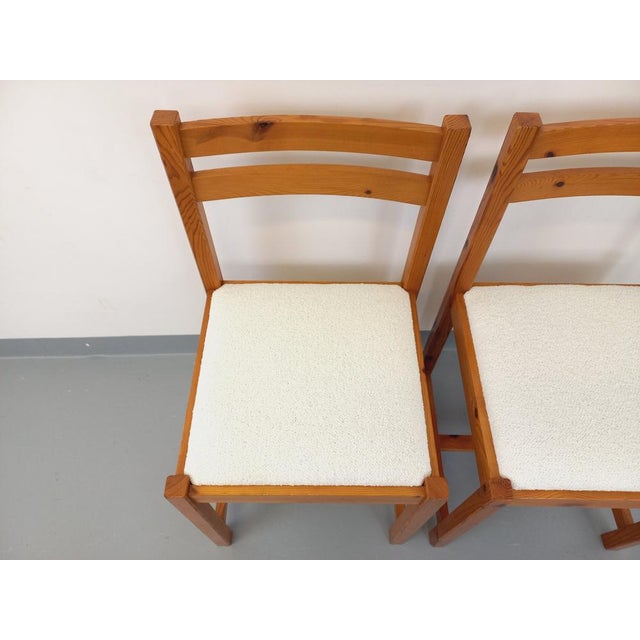 Set of Pine Chairs with Fabric Seats, 1970s For Sale - Image 11 of 18