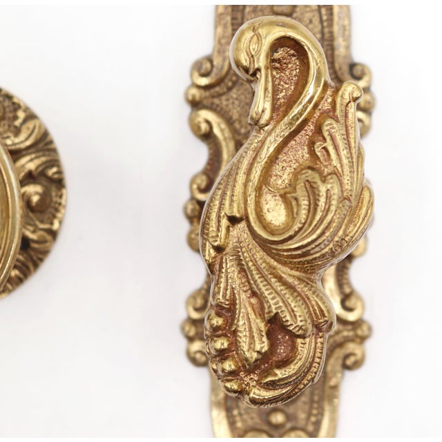 Victorian Brass Knob & Swan Lever Passage Door Set For Sale - Image 4 of 8