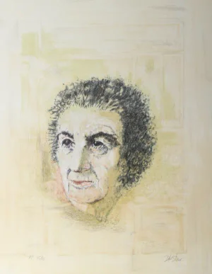 David K. Stone, "Golda and the Wall," Lithograph