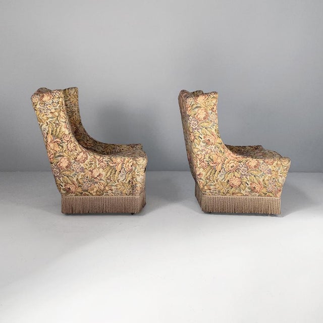 Mid-Century Modern Italian Armchairs in Wood and Fabric, 1950s, Set of 2 For Sale - Image 6 of 11