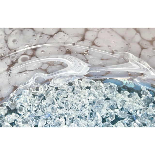Blue Viz Glass Aqua Frost Large Hard Candy Wall Art Platter, 7328bir 20.5" Blue For Sale - Image 8 of 13