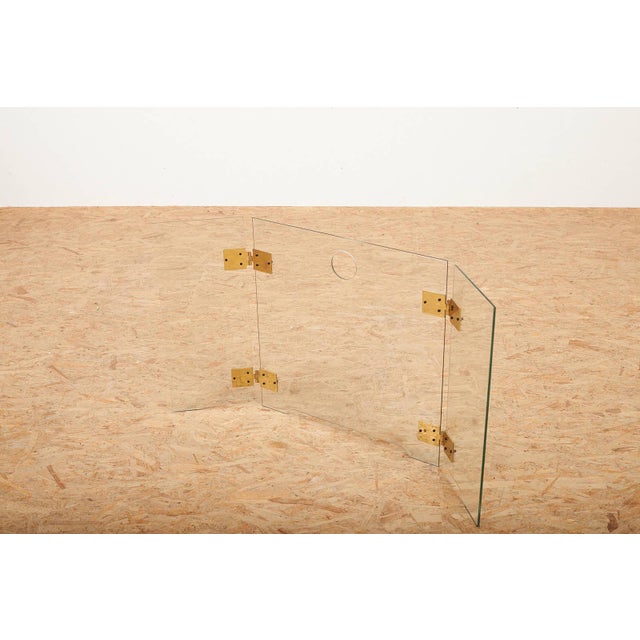 Fire Screen with Three-Part Glass Fire Guard with Gilded Brass Hinges, 1940s For Sale - Image 3 of 17