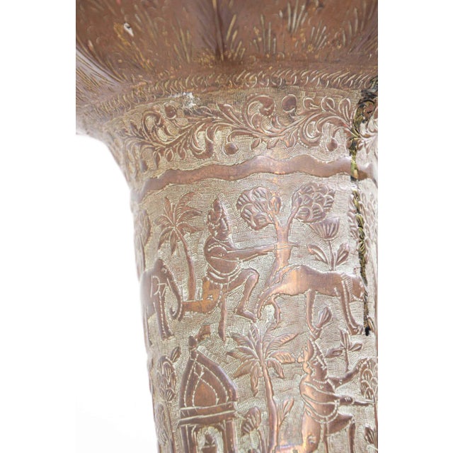 Antique 19th century floor bronzed copper large vase. Tall brass Indo Persian vase in a trumpet shape. Handcrafted large...