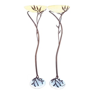 Pair of "Olivia" Floor Lamps Attributed to Jean Claude Mahey For Sale