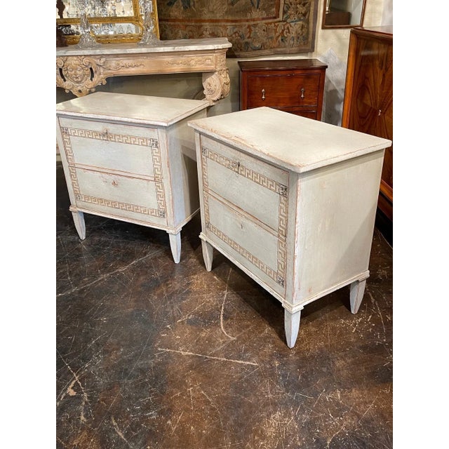 2000 - 2009 French Neoclassical Greek Key Design Bed Side Chests - A Pair For Sale - Image 5 of 9