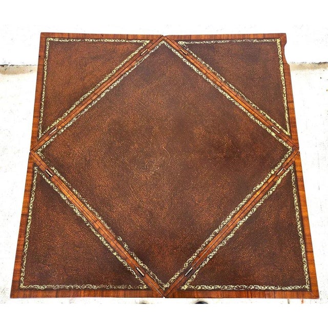 French Country Pierre Deux Game Table Flip Top Leather For Sale - Image 3 of 12
