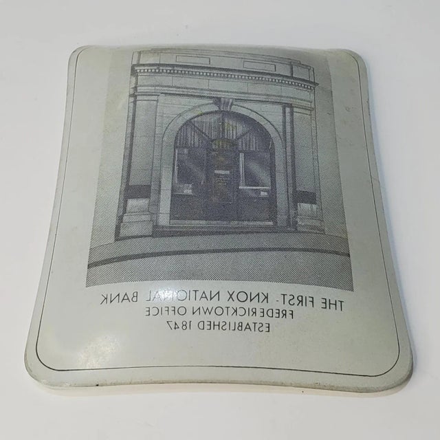 American 1960s First Knox National Bank Promotional Glass Ashtray For Sale - Image 3 of 8
