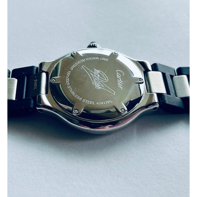 Vintage Cartier 21 Must De Cartier Autoscaph Stainless Steel Watch With Sapphire Cabochon, Unisex For Sale - Image 9 of 9