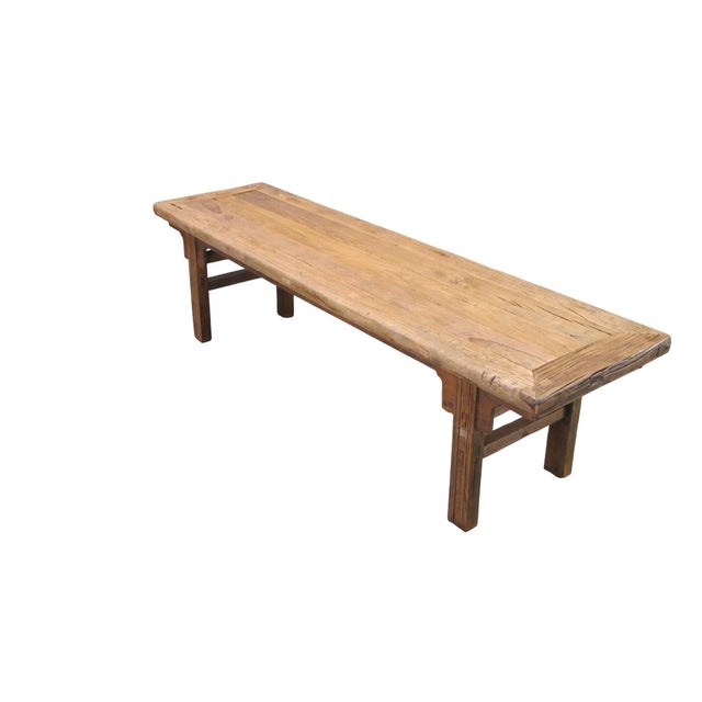 Chinese 78" Inch Long Elm Bench For Sale - Image 3 of 8