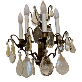 Late 18th Century Crystal and Bronze 4 Candle Wall Sconce For Sale