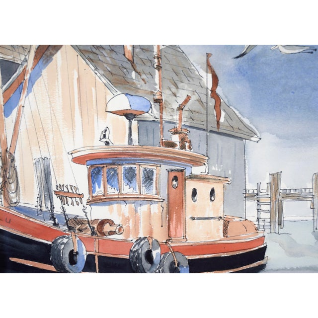 "The Lulu" - Harbor Seascape in Watercolor on Paper by Anne Ormsby For Sale In Monterey, CA - Image 6 of 12