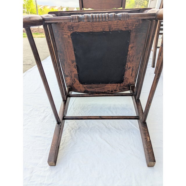 Antique American Victorian Oak Chairs Leather Seats Spindle Back For Sale - Image 18 of 18