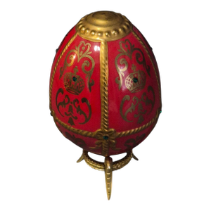 Late 20th Century Franklin Mint House of Faberge Imperial Porcelain Red Gilded Jeweled Egg