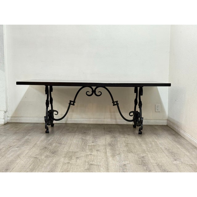 Wrought Iron Wood Dining Table For Sale - Image 11 of 11