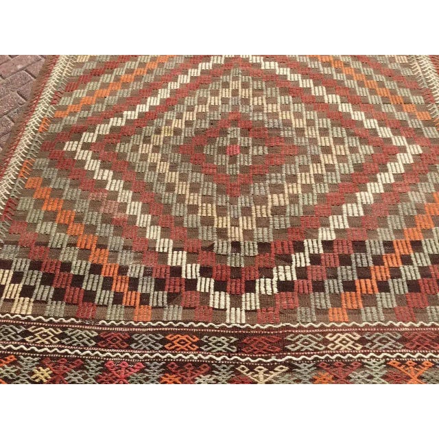 Brick Red 1960s Embroidered Nomadic Rug - 69" X 118" For Sale - Image 8 of 11