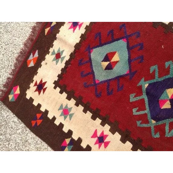 1960s Vintage Turkish Kilim Rug - 3′5″ × 4′9″ For Sale - Image 5 of 6