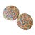 Set of 2 multicolor paisley round floor cushions. The vibrant pattern features blue, green, pink, orange, yellow, cream,...