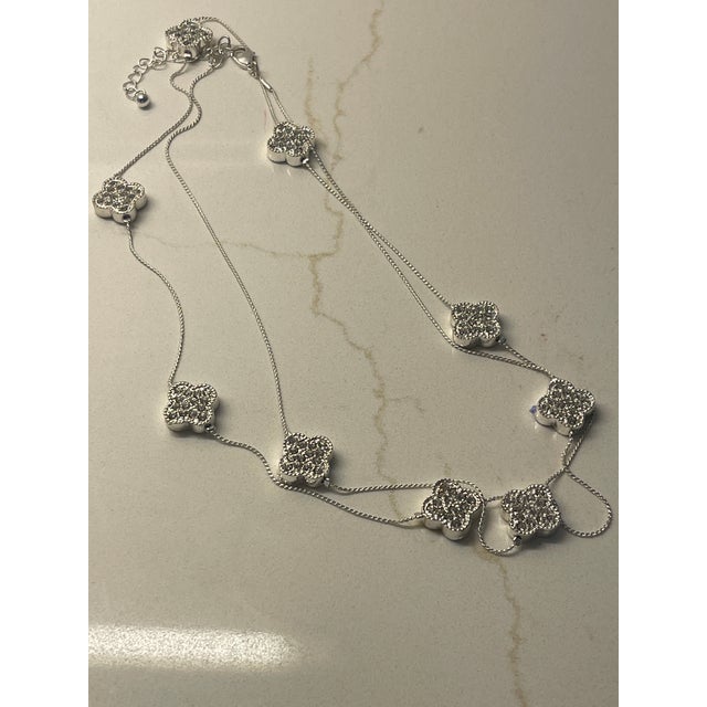 18" Clover Sterling Rope Done in CZs For Sale - Image 4 of 4