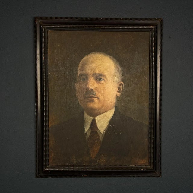 Portrait Man in a Suit, Late 19th Century, Oil on Plywood For Sale - Image 6 of 10
