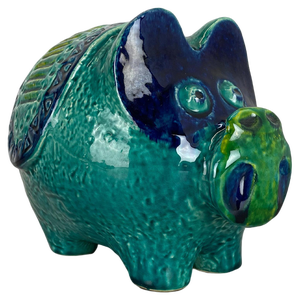 Colorful Fat Lava Pottery Piggy Bank attributed to Bay Ceramics, Germany, 1970s