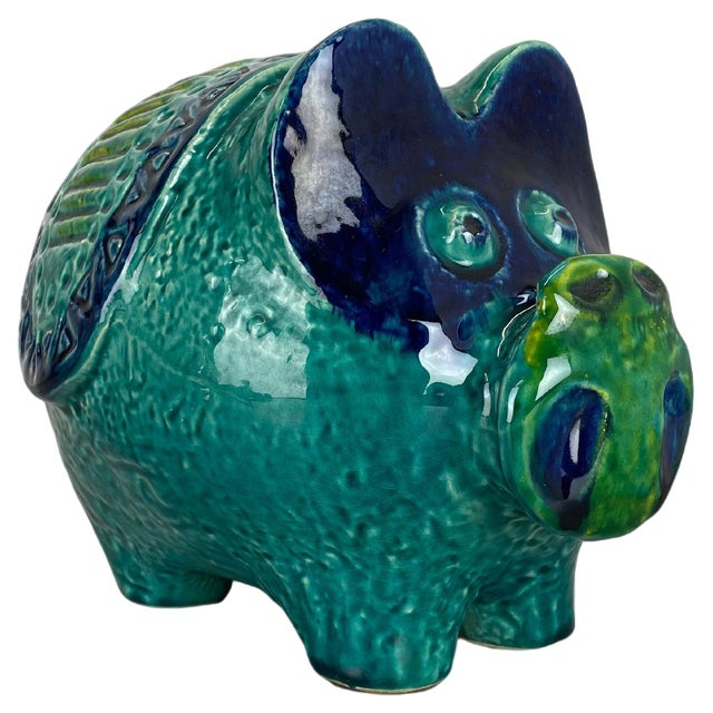 Colorful Fat Lava Pottery Piggy Bank from Bay Ceramics, Germany, 1970s For Sale