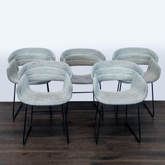 2010s Blu Dot Modern Round Dining Set With 5 Racer Upholstered Chairs For Sale - Image 5 of 10