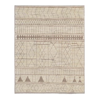 Neutral & Brown Modern Wool Rug For Sale