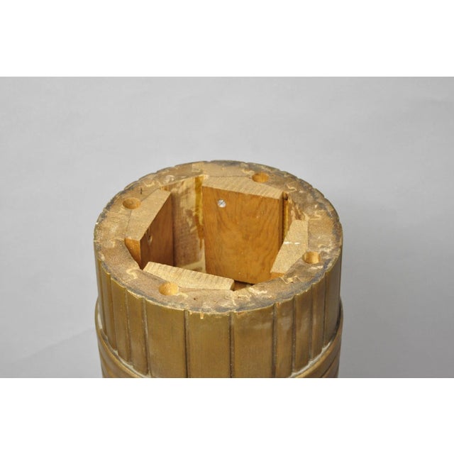 Antique Art Deco 75" Tall Wooden Pedestal Column Geometric Chevron Carved - Pair For Sale - Image 9 of 18