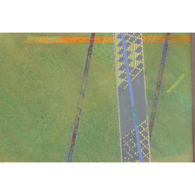 Stylish decoupage work by Paul Garland featuring abstract geometric angles in chrome frame! Image Art: 17 1/4" x 17"...