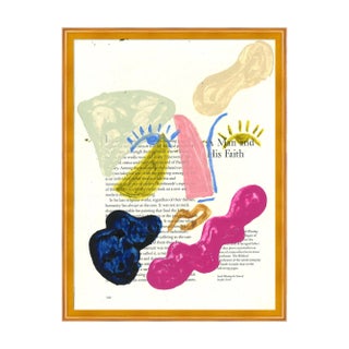 Abstract Portrait in Pink Print by Virginia Chamlee in Gold Frame, Small For Sale