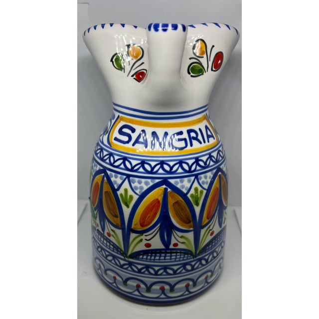 Vintage De La Cal Handpainted Sangria Ceramical Puente Spain Jug For Sale In Washington DC - Image 6 of 13