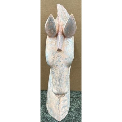 Contemporary Hollywood Prop House Monumental Polychrome Carved Wood Horse Head Sculpture For Sale - Image 3 of 4