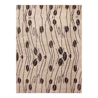 Modern Cream Colored Hand Knotted Room Size Rug For Sale