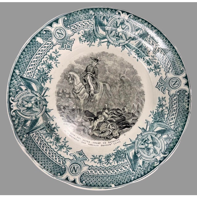 Ceramic Set of 10 Antique French Sarreguemines Napoleon Scenic Transferware 7.5" Plates For Sale - Image 7 of 12