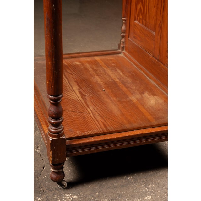 Late 19th Century Tall Victorian Oak Rolling Glass Display Cabinet For Sale - Image 12 of 12