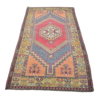 1960s Handmade Turkish Multicolored Vintage Rug For Sale