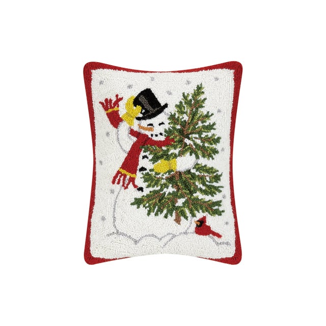 Traditional Snowman Hook Pillow 14" x 18" For Sale - Image 3 of 3
