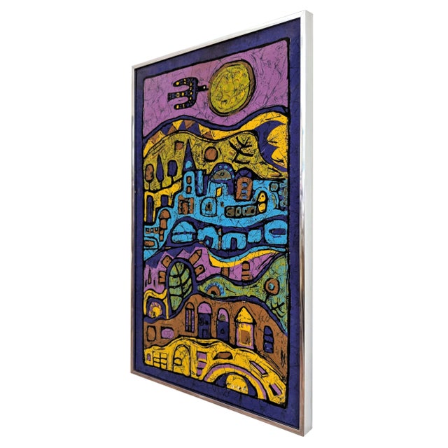Modern 1980s Modern Silk Batik Villa Print For Sale - Image 3 of 9