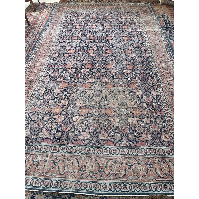 European Sized Antique Water-Garden Tabriz Pistachio Green Rug 7.8 x 12.8 For Sale - Image 10 of 14