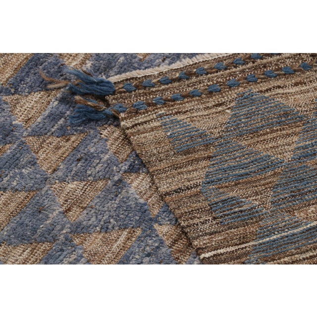 Textile Rug & Kilim’s Moroccan Style Rug in Blue With Brown Geometric Patterns For Sale - Image 7 of 7